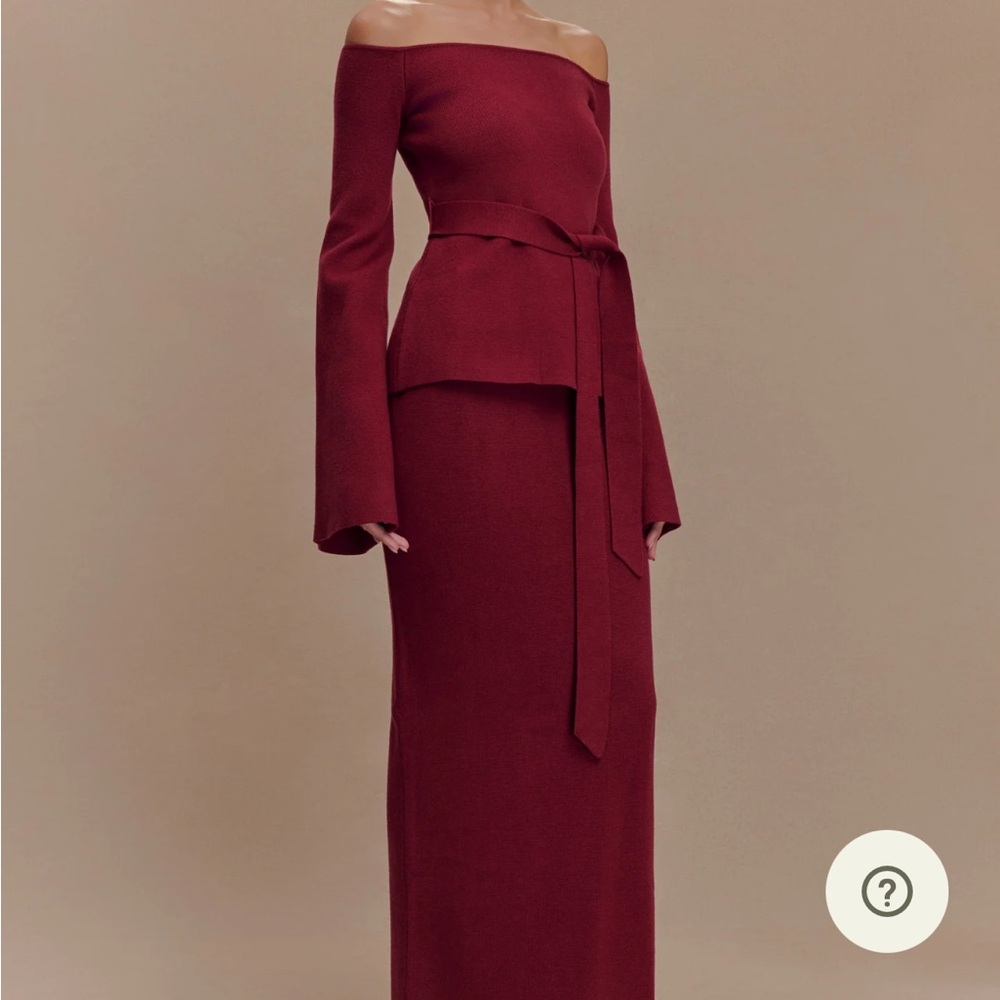 Meshki Women’s XXS Kyle Knit Cherry Red Maxi Skirt